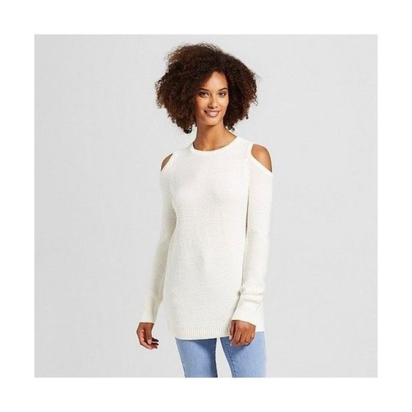 Mossimo Sweater Cream Cold Shoulder Bulky Sweater XXL - Picture 1 of 5